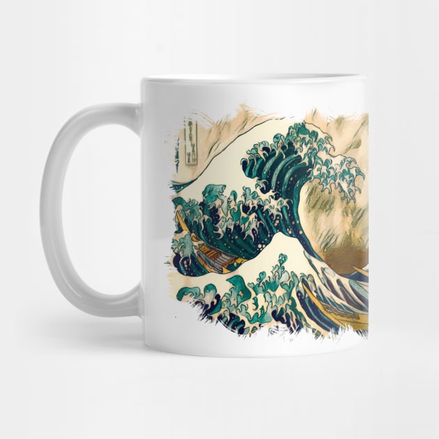 The Great Wave Off Kanagawa Abstract Ukiyo-e Hokusai Japanese Manga Art by Naumovski